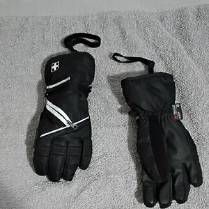 Swiss Tech Black Winter Gloves with Reflective Stripes